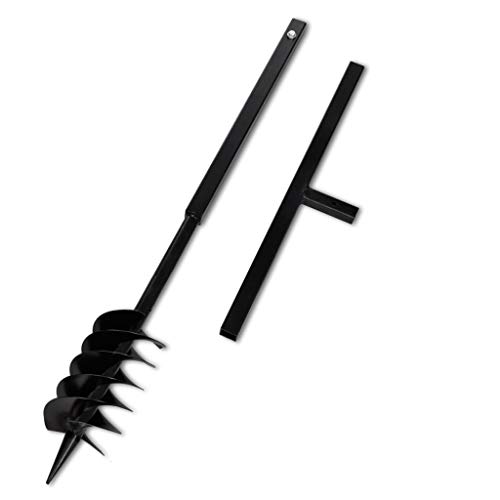 Retrome Ground Drill Handle 4.72" with Auger Bit with Extension Tube Tube 55'9" Steel for Garden and Outdoor