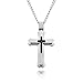 Stainless Steel Cross Necklace for Men – 24 In. Chain, Lobster Clasp, Cross Pendant, Black Gift Box – Quality Gifts, Everyday Collections by Blackbox Jewelry, 1.9x1.2x0.2 In.