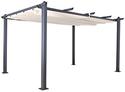 Amazon De Jet Line Pavillon Pergola Uberdachung Luxor 4 X 3 M Anthrazit Beige Uv Beschattung Terrasse Garten Sonnenschutz Sonnendach Aluminium