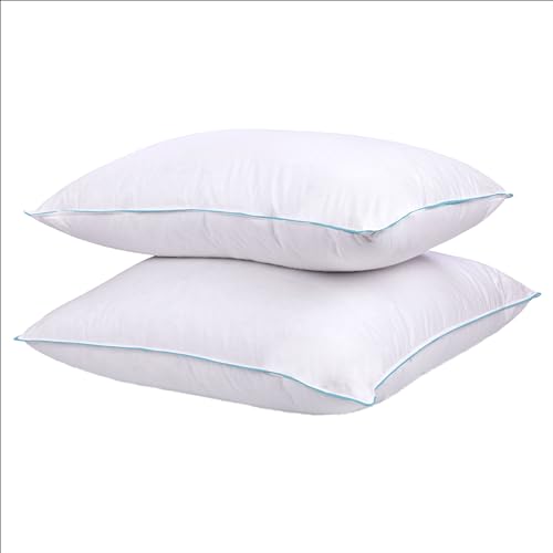Goose House™ Set of 2 Natural Goose Feather 85% and Down 15% Pillows for sleeping 100% cotton fabric cover. Pillows for sleeping set of 2 Standard size 20 x 26in