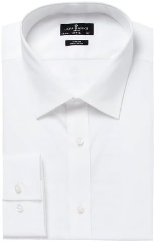 Jeff Banks Men Big and Tall Designer White Slim Modernist Collar Shirt