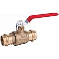 EZ-Fluid Plumbing 1/2" Press x Press Ball Valve Heavy Duty LF Brass Full Port Water Stop Shut Off Ball Valve,ProPress Press Copper Fitting Connection For Copper Tubing,Quarter Turn,Red Handle(1-Pc)