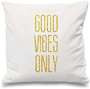 Good Vibes Only Pillow case/silver or gold Decorative 18"x18" Pillow/Glitter Pillows/Princess Room Décor/living room cushion cover