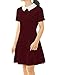 Allegra K Women's Doll Collar Short Sleeves Fit and Flare Dress M Red
