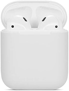 Airpods Case Soft Silicon Skin and Cover with Utral Slim 0.8mm Compatible Apple Airpods Charging Case (White)