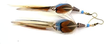 Real feather earrings with parrot and pheasant feathers