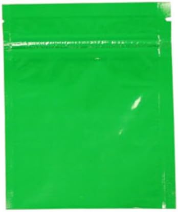 Zip Lock Mylar Flat Foil Bottom Fill Bags (Multiple Colors & Sizes) (100ct, 3.5" x 4.25" Green)