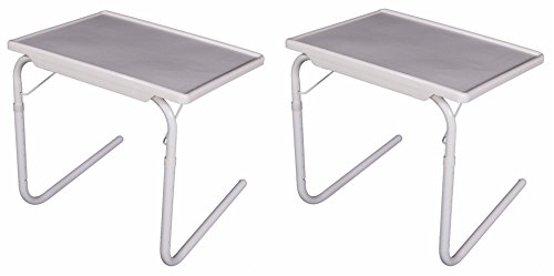 2pcs Smart White Mate Foldable Table Mate Useful Practical Folding Tablemate Adjustable Height Breakfast Bed Tray Laptop Holder Desk 20.07" x 15.35"