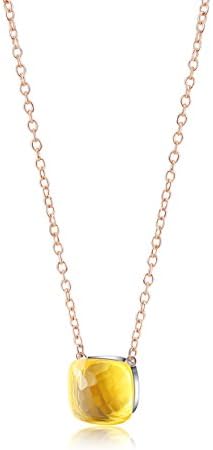 OSIANA - Womens Natural Topaz Gemstones Brass Crystals Cushion Cut Pendant Necklace in Gift Box