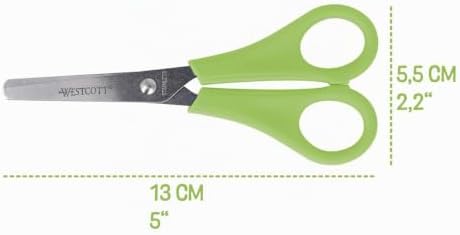 Tijeras para niños, 30 unidades en caja expositora | Tijeras con escala integrada de 5 cm | Tijeras para manualidades de 13 cm (5"), ideales para manos infantiles | Punta redondeada | E-2150S