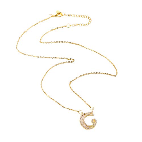 Letter Necklace,Haluoo Women Men Fashion Luxury Sparkling Gold Cubic Zirconia Initial Pendant Necklace Hollow Out Alphabet Cz Iced Out Letter Necklace Girlfriends Birthday Gifts (Gold, C)