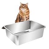Kichwit Extra Large Stainless Steel Open Cat Litter