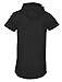 Screenshotbrand Mens Hip Hop Longline Premium Tee - Pullover Hooded Fashion T-Shirt w/Side Zipper Biker Trimmed Pocket - Black - XLarge