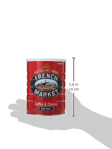 FRENCH MARKET COFFEE, COFFEE AND CHICORY, DARK ROAST GROUND COFFEE, 12 OUNCE METAL CAN