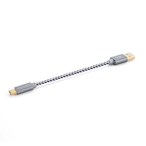 USB Type C Cable,CableCreation Short 0.5ft Braided Type C (USB-C) to USB A Cable for the New Macbook 12-inch, Nexus 5X/6P & More,15CM Gray [56K Ohm Resistance]