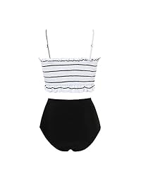 MOOSLOVER Conjunto de bikini de 2 piezas con parte inferior de cintura alta y parte superior de bikini para dama