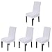 iEventStar 4 pieces Spandex Stretch Washable Dining Room Chair Cover Protector Seat Slipcovers for All Seasons (White, 4)