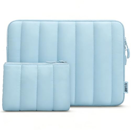 TECOOL Puffy Laptop Sleeve Protective Sleeve Case for Lenovo HP EliteBook Pavilion Acer Dell Chromebook Notebook, MacBook Air 15 M4 M3 M2 2025-2023 (14 Inch) Blue
