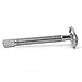 QSHAVE Double Edge 4 inch Long Handle Safety Razor Twist Butterfly Open Chrome Matte Finish (1 Razor + 5 pcs Titanium Coated Blades)