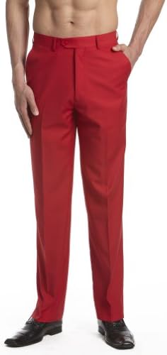 Collection Men's Dress Pants Trousers Flat Front Slacks Solid RED Color
