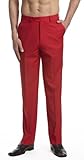CONCITOR Men's Dress Pants Trousers Flat Front Slacks RED