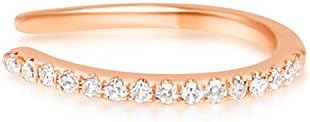 14K Gold Ear Cuff Earring with 15 Diamonds, Round Shape, Clip On Fine Jewelry by Juliette Collection
