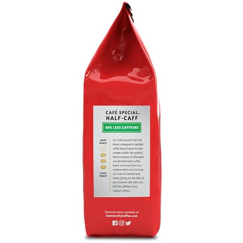 COMMUNITY COFFEE CAFE SPECIAL HALF-CAFF, MEDIUM DARK ROAST GROUND COFFEE, 12 OUNCE (PACK OF 1)