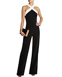 Aro Lora Women's Halter Neck Criss Cross Wide Leg Long Pants Jumpsuits Rompers