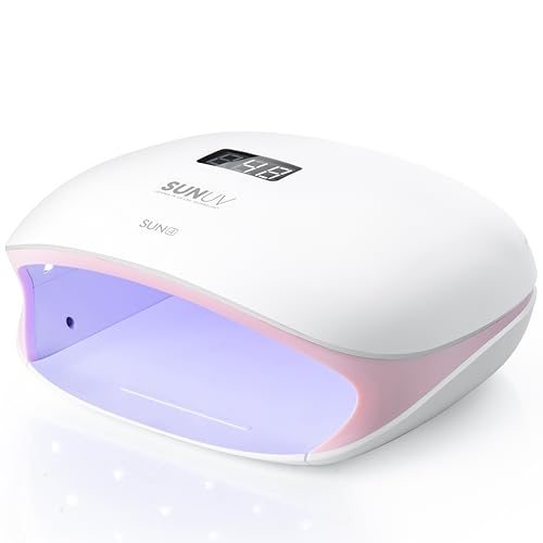 SUNUV SUN4 UV LED Nail Dryer Lamp for Shellac Manicure Gel with 4 Timer, LCD Display, Sensor and Dual Speed Drying (Pink)