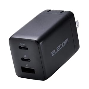 エレコム 充電器 合計65W 3ポート Type-C USB-A USB PD対応 スイング式プラグ採用 ブラック EC-AC10367BK