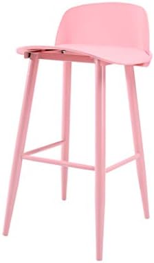 MLX Bar Stools Nerd Replica Design Retro Modern Bar Stools For Cafe Counter Kitchen Metal Legs Plastic Seat - Mysterious Black (Color : PINK)