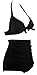 Angerella Vintage Two Piece High Waist Swimsuit Bikini(SST016-B1-3XL),Black,US12-14=Tag Size 3XL