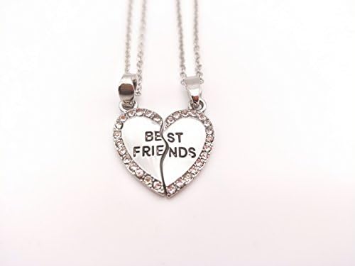 Joylike 2 split heart best friends bff pendant necklace set (2.2x2.0cm silvery)