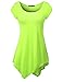Thanth Womens Short Sleeve Comfy Slim Fitted Tunic Top With Asymmetrical Hem