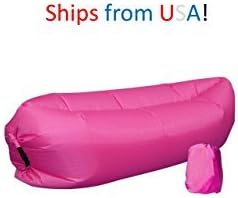 Inflatable Outdoor Air Sleep Sofa Couch Portable Furniture Sleeping Hangout Lounger Imitate Nylon External Internal PVC for Summer Camping Beach (Pink)