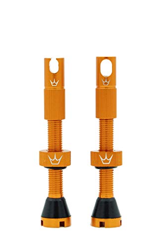 Peatys x Chris King MK2 Tubeless Valves - Integrated Valve Core & Spoke Key Presta Valve Caps, 7075 Aluminium Tyre Valves for All Tubeless Ready Rims, MTB, Road & Gravel Compatible, 42mm Mango