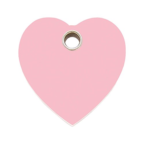Personalized Plastic Dog Tag with Engraving - Heart (Pink - Large)