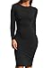 Mokoru Women's Casual Basic Pencil Dress Sexy Long Sleeve Bodycon Midi Club Dress, X-Large, Black