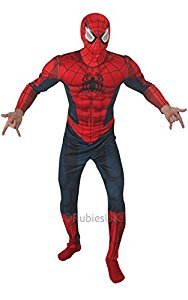 Men'S Deluxe Spiderman Padded Chest Suit Fancy Dress Costume