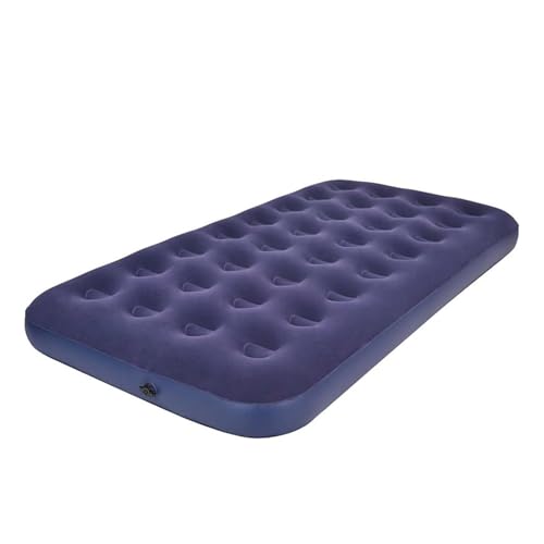 Colchão Inflável Solteiro Azul 186x96x22cm, Colchão de Ar em PVC com Revestimento de Flanela, Colchonete Inflável com Estrutura Honeycomb