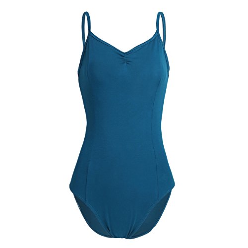 winying Womens Criss Cross Back Built in Shelf Bra Ballet Dance Leotard Gymnastic Bodysuit Dancewear Blue-Green Medium