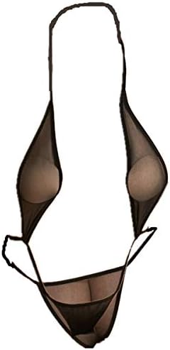 Aiybao Women’s Sheer Extreme Bikini Halterneck Top and Tie Sides Micro Thong Sets