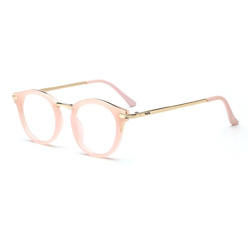 D.King Vintage Round Prescription Eyeglasses Horn Rim Clear Lens Eye Glasses Frame Pink