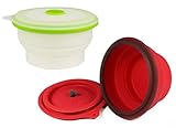 AVALEISURE Collapsible Silicone Bowl with Lid, Space-Saving Camping, RV, Lunch, Travel, Pet or Puppy Bowls for Outdoor, Kitchen, School, Office