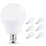 JCase Dimmable LED Globe Candelabra Light Bulbs, 5W (40W Incandescent Equivalent), 450lm, Soft White (3000K), LED Bulbs for Ceiling Fan, E12 Base, Tiny G14 Light Bulbs (6-PACK)
