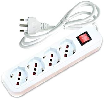 Régua de energia Schuko de 4 lugares com interruptor de energia