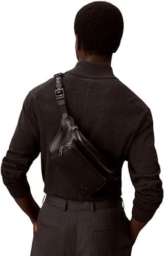 Uomo Marsupio Webbing Strap con Zip, Nero (Black/White Webbing), Taglia Unica