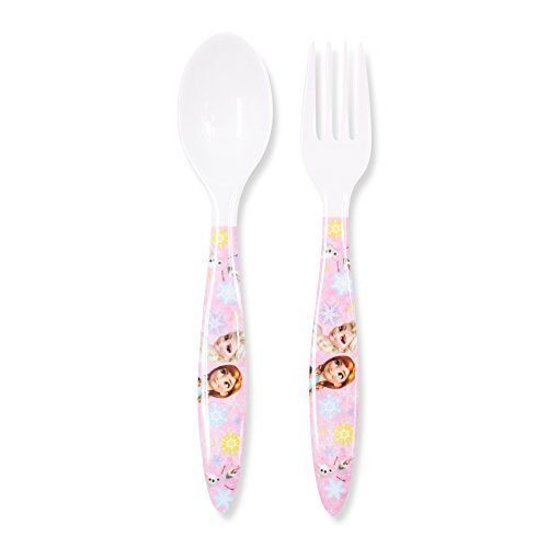Finex - Set of 3 - Pink Frozen Princess Elsa and Anna Mealtime Kids Dinner Meal Dishes Feeding set for toddlers preschoolers - Set with plate spoon fork Food Grade