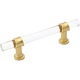 goldenwarm 10 Pack 5 Inch Kitchen Cabinet Handles Gold Drawer Pulls Crystal Acrylic with Brushed Brass Handles for Cabinets Dresser Cupboard Wardrobe