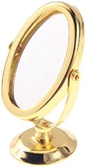 1:12 Dollhouse Miniature Thumbnails Metal Oval/ Ellipse Golden Cosmetic Make-Up Mirror Toy Dresser Accessory